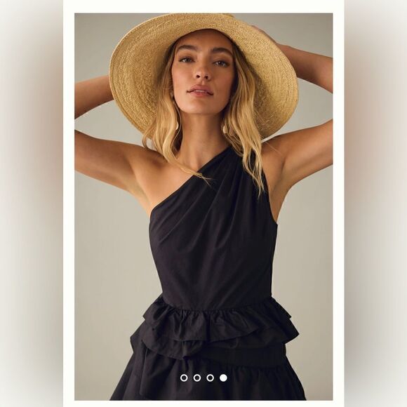 Anthropologie One-Shoulder Tiered Midi Dress Size 12 - Picture 4 of 4